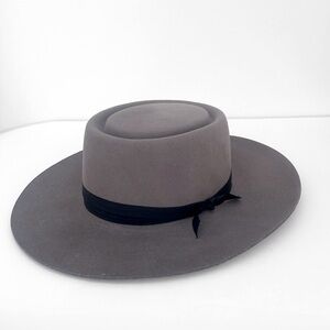 Goorin Bros Grey Wool wide brim pork pie Hat Mens Women's Size Large